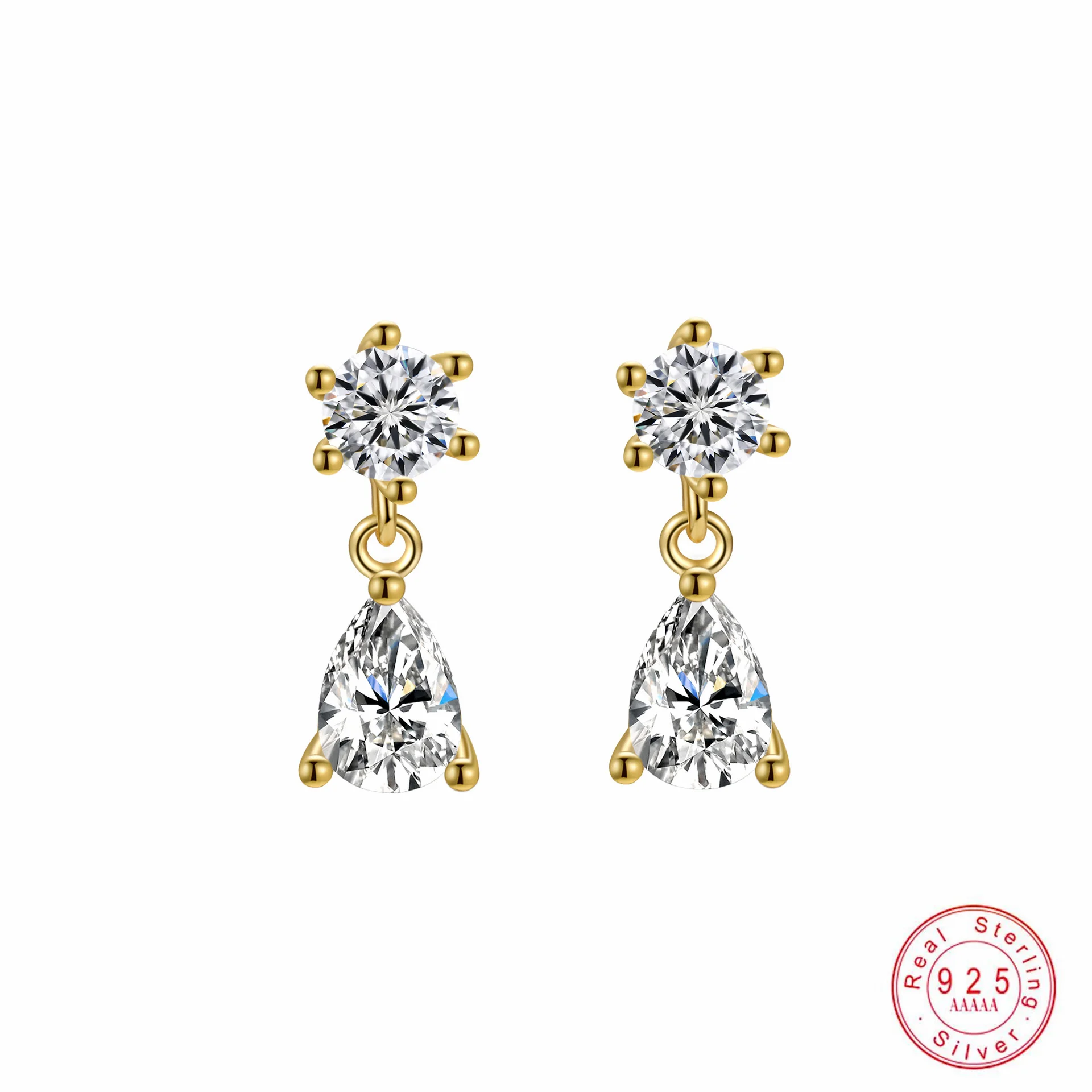 

Simple Exquisite Water Droplets Earrings Sterling Silver 925 Cubic Zirconia Hypoallergenic Earrings Jewelry Gift for Women