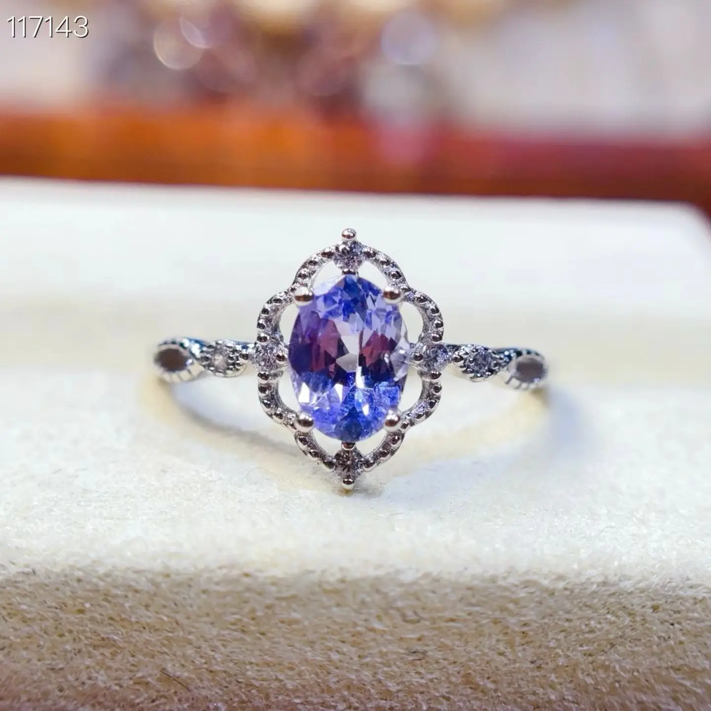 Classic Design Sterling Silver Ring Natural Tanzanite Ring for Engagement 5mm*7mm 0.7ct Tanzanite 925 Silver Jewelry