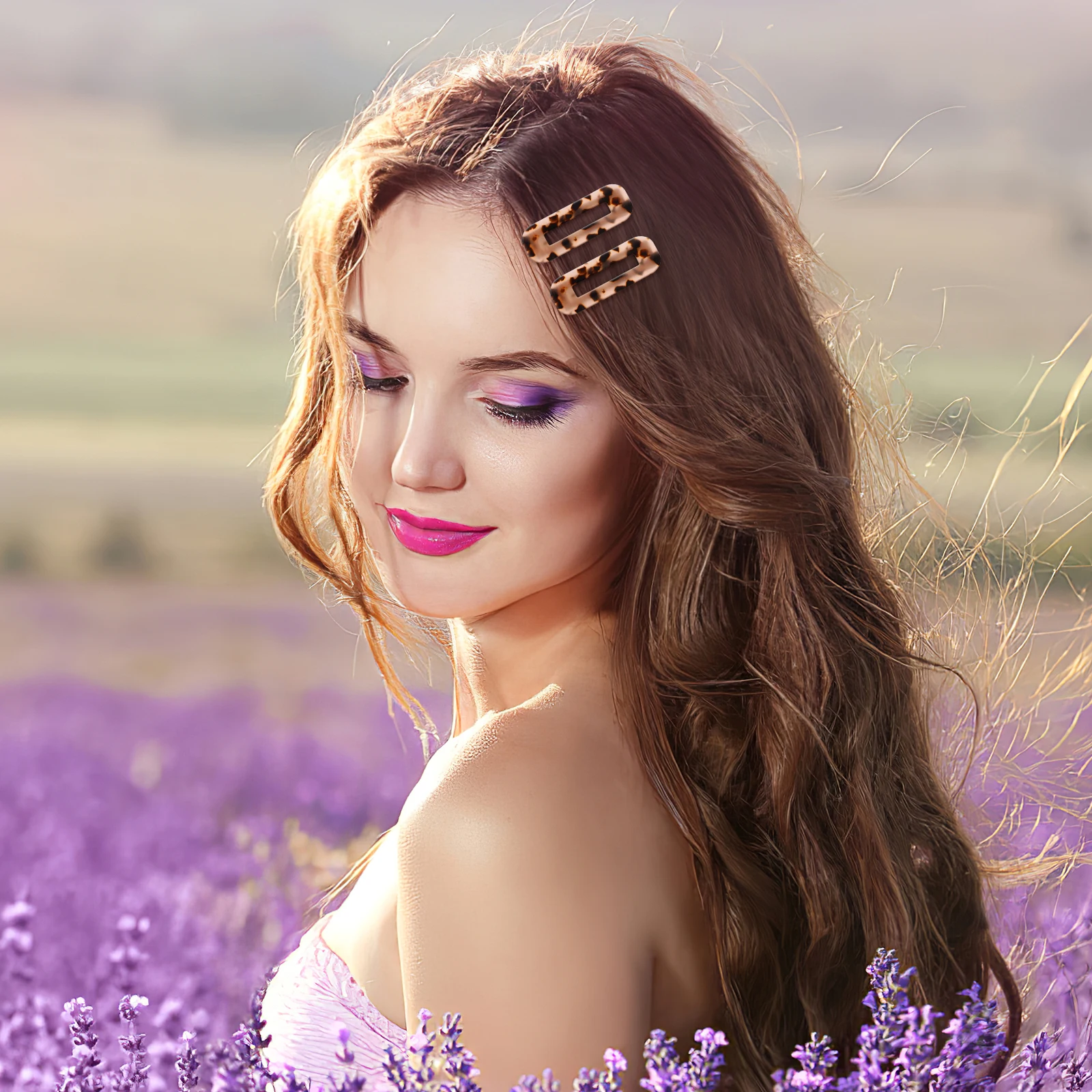 

2 pcs Leopard Hair Clips Stylish Rectangle Barrettes Strong Grip Fashion Hair Accessories For Women Girls Daily Party Wedding