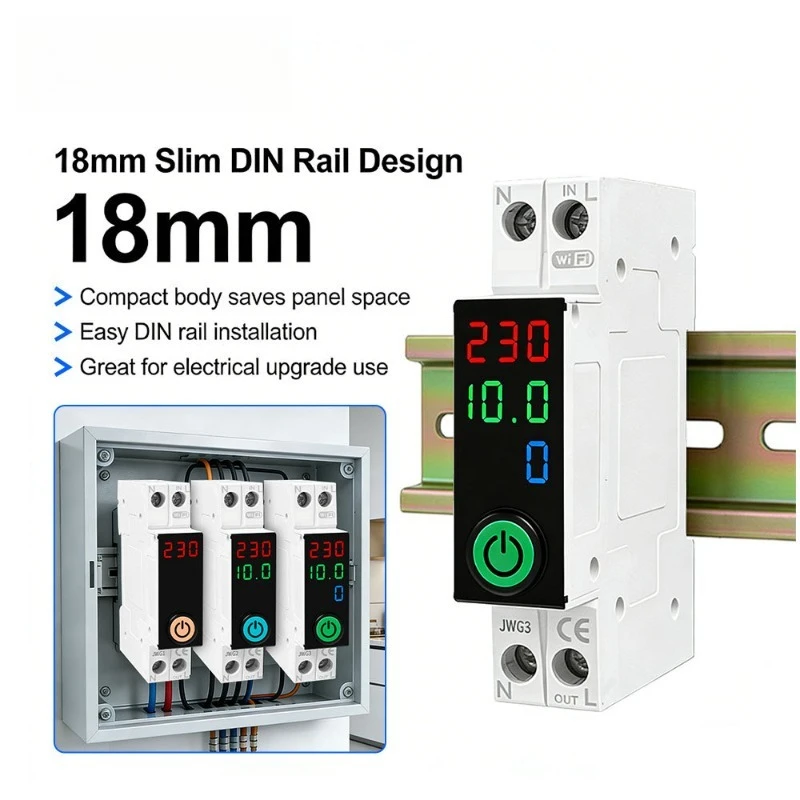 WiFi Smart Remote Control Circuit Breaker Timing Voice Control Zero‑fire Version Over‑under Voltage Protection Power Display