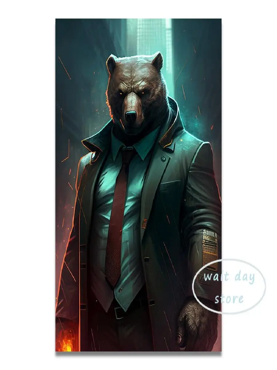 Bear Bull Stock Market قماش طباعة جدار الشارع HD ملصق فني لديكور المنزل والمكتب