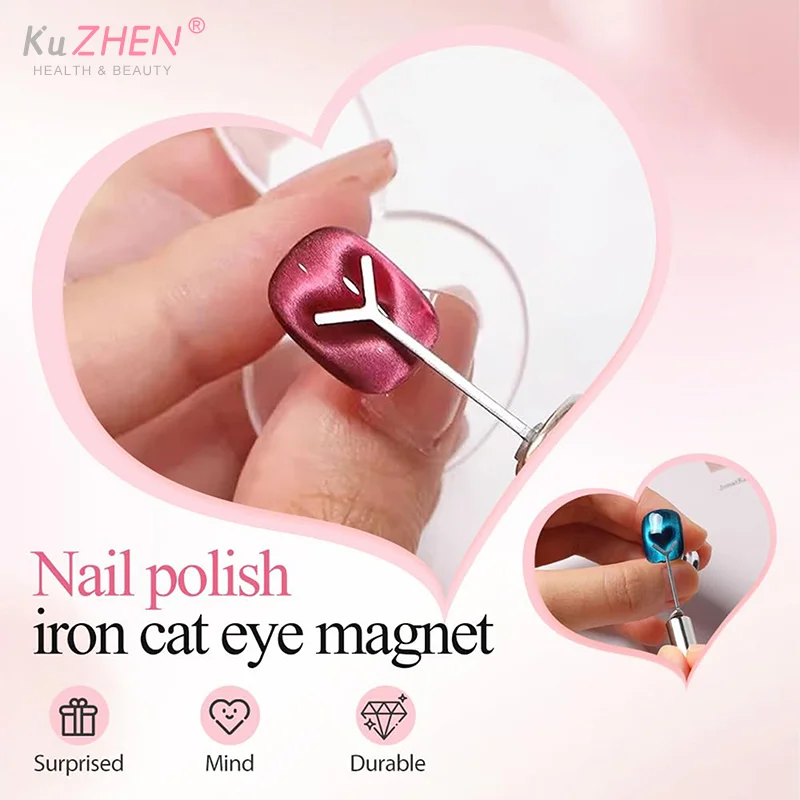 3/5pcHartvormige Cat Eye Magneet Y-vorm Cat Eye Nagelmagneet Set Liefde Patroon Magneet Geschikt voor DIYGel Polijsten Magnetisch Gereedschap