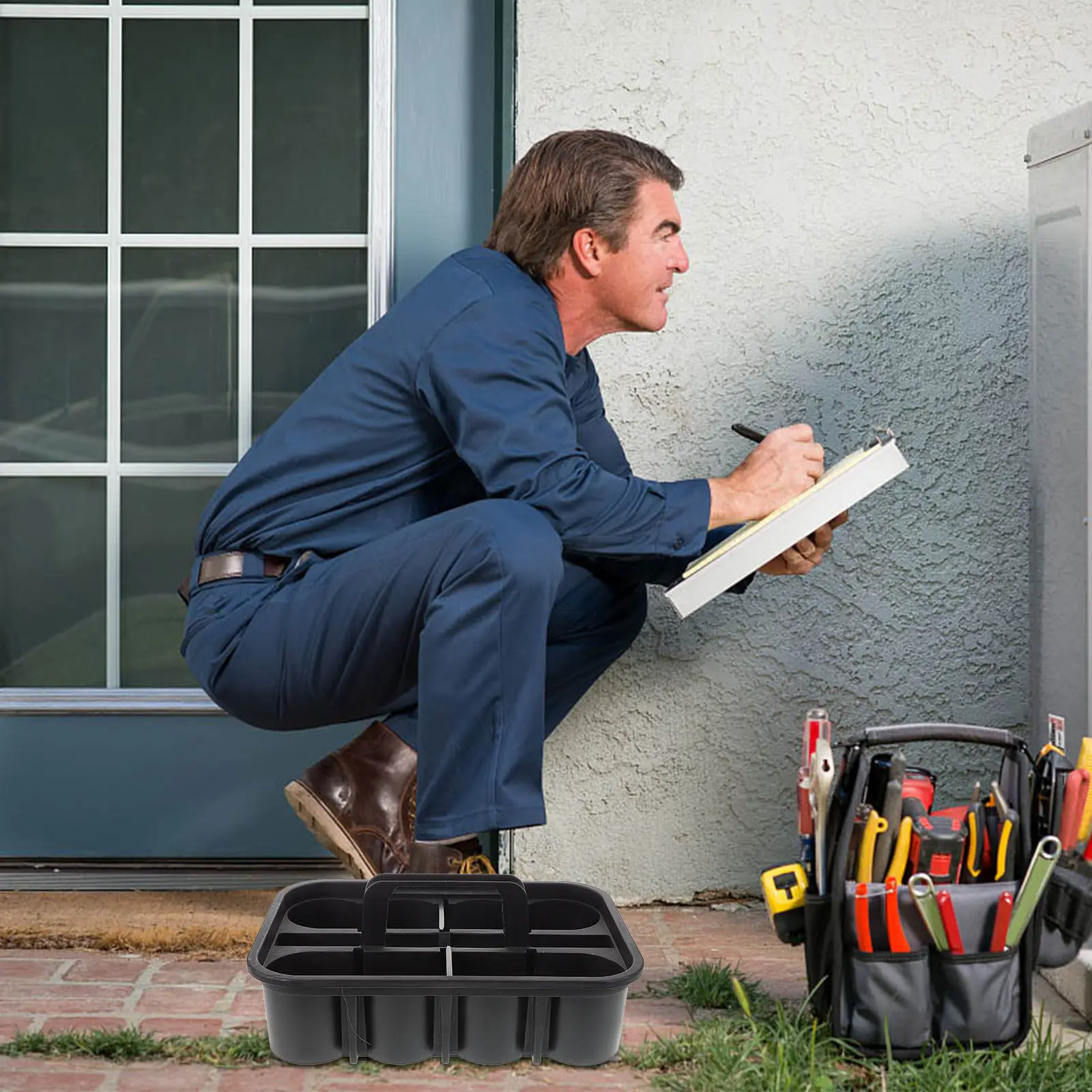 

Корзина для хранения автотоваров, утолщенная пластиковая, с большим отделением, портативная, с ручкой, органайзер для автодетейлинга