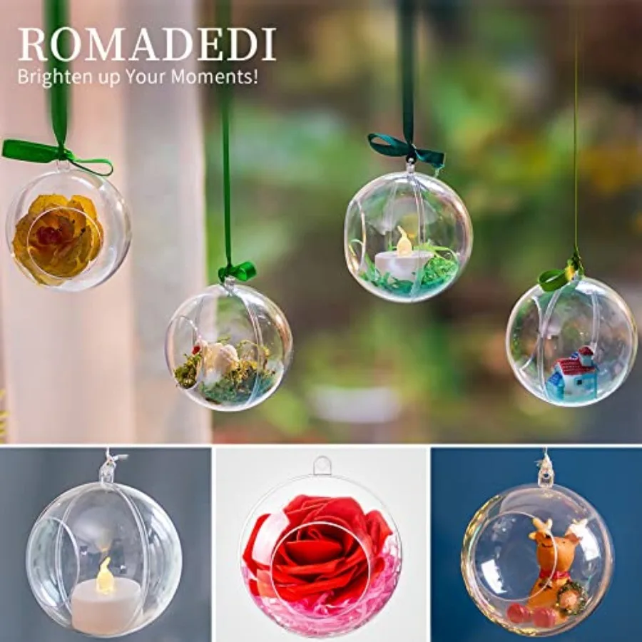 Tealight Holders Globes Fillable Acrylic: Bulk Hanging Tea Light Ball Bulb 3.15'' Ornaments Fillable for Party Wedding Centerpi - view 5