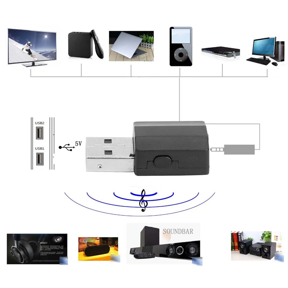 BT600 2 in 1 USB Bluetooth Adapter Dongle Wireless Audio Receiver Transmitter