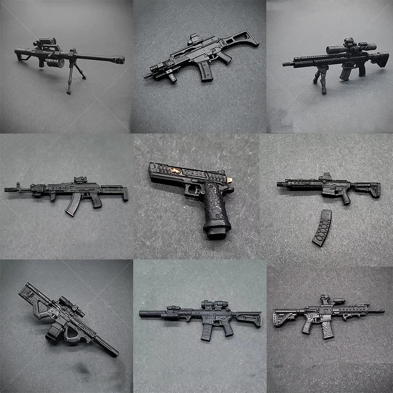 

Пистолет и штурмовая винтовка в масштабе 1/12, снаряжение для битвы, модель аксессуаров для женщин/мужчин, для 6-дюймовых фигурок солдат.