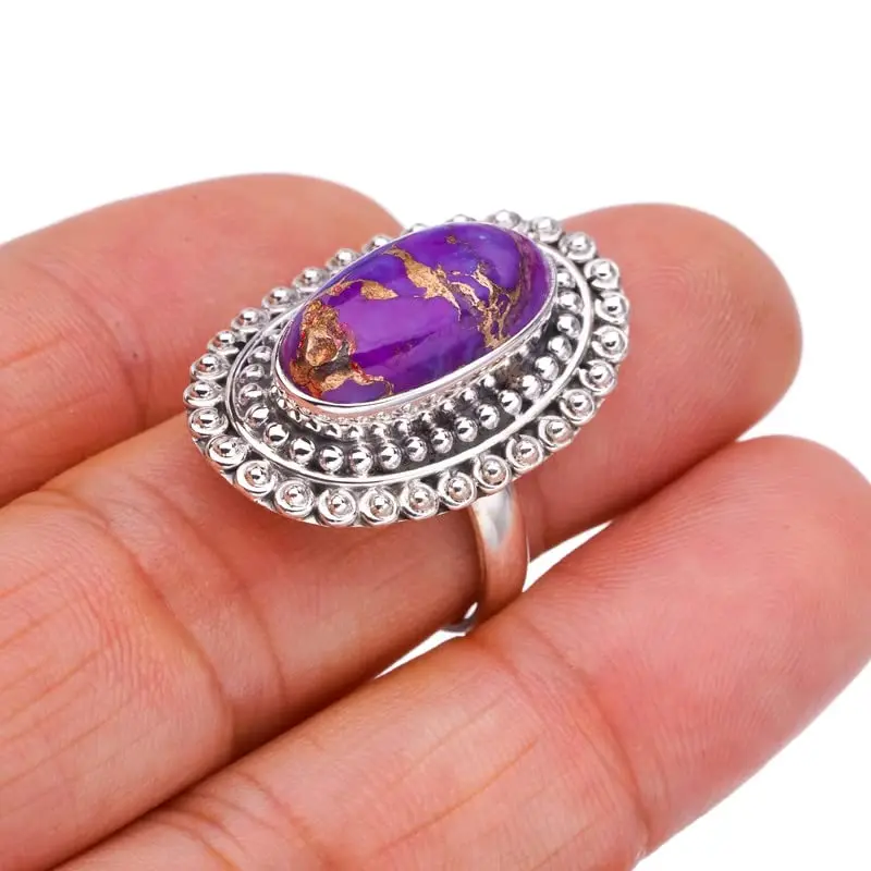 

StarGems® Natural Copper Turquoise Handmade 925 Sterling Silver Ring 8 F2287