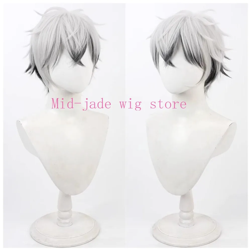 Skully Cosplay Wig Two Tone Color Blend Spiky Top Layered Short Hair Costume Wig for Fantasy Convention Halloween Night