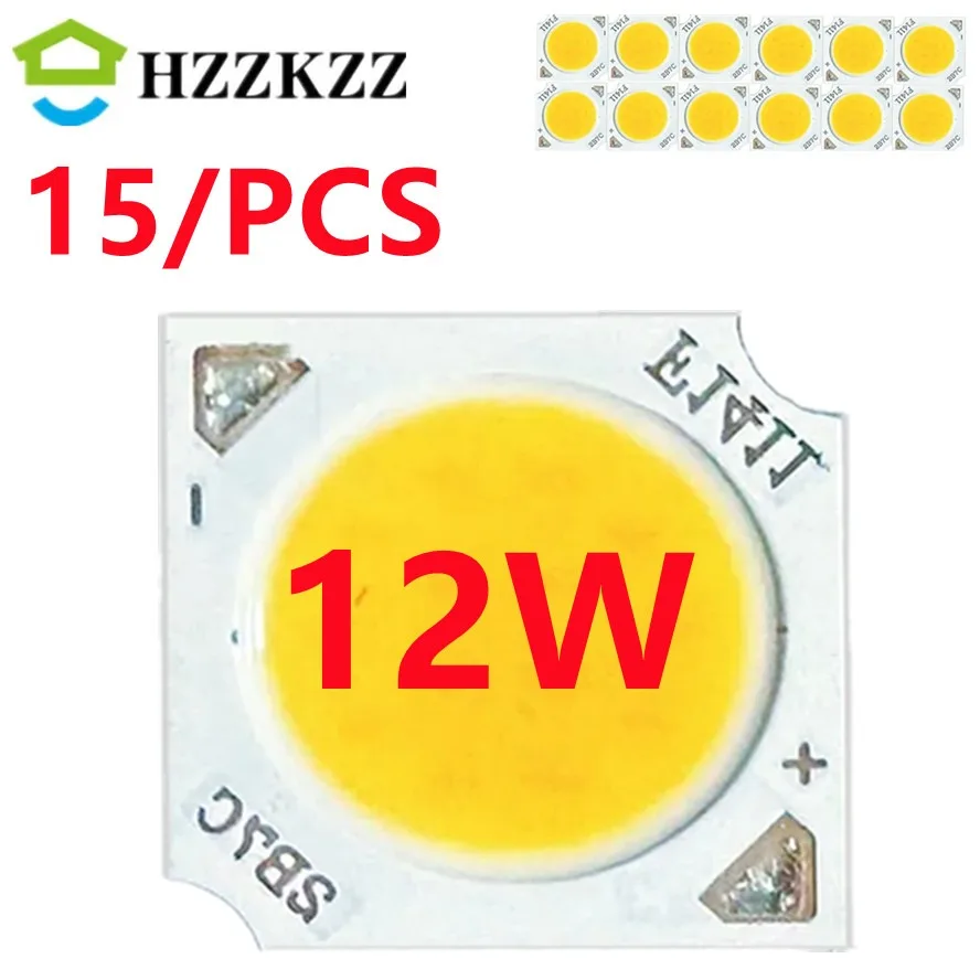 15pcs LED Chip 7W 10W 12W COB 11mm light emitting surface 3000K 4000K 6000K LED lamp Beads Spotlight Downlight Lamp light source