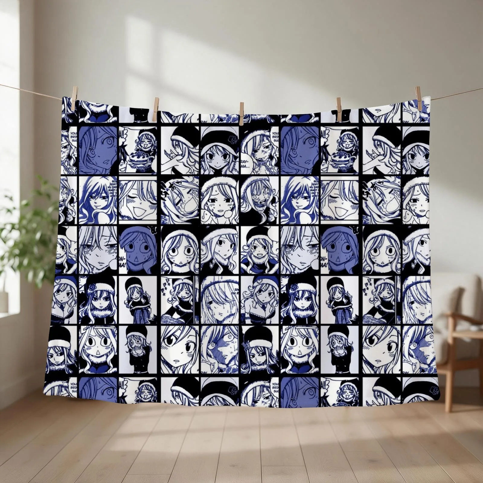 Juvia Lockser - FT manga panel collage Throw Blanket couch cozy soft plush fuzzy picnic outdoor blanket