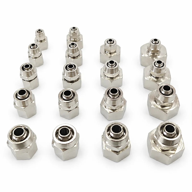 Nickel-Plated Copper Internal Thread Pneumatic Quick Connector 1/8” 1/4” 3/8” 1/2” PT Thread for 4 6 8 10 12 mm Trachea