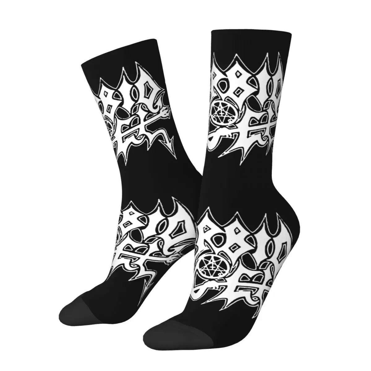 Retro White Men's compression Socks Unisex Morbid Angel Harajuku Seamless Printed Novelty Crew Sock