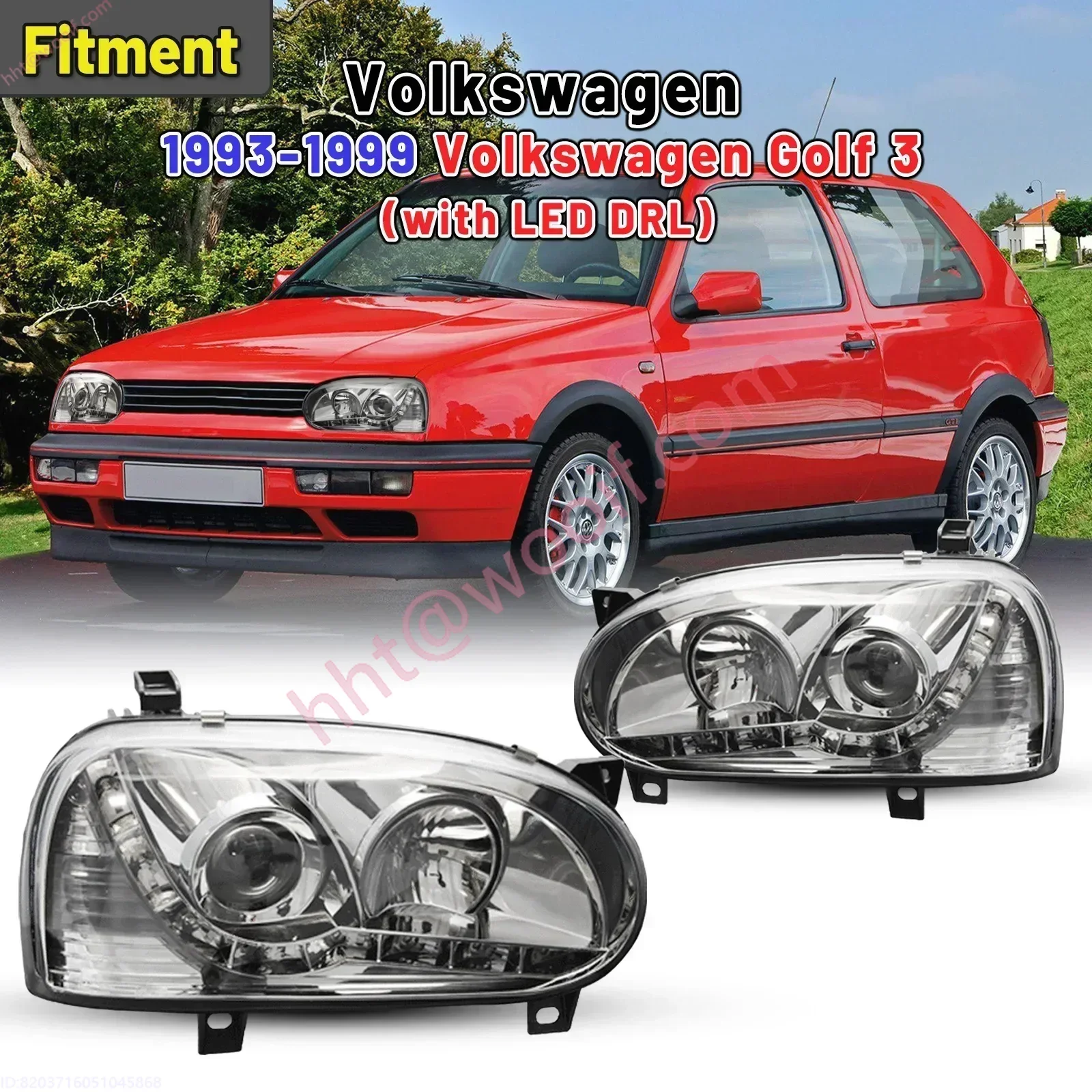 Winjet Factory Golf 3 Head Front Lamp light Headlights For  vw Golf 3 mk3 1992 1993 1994 1995 1996 1997