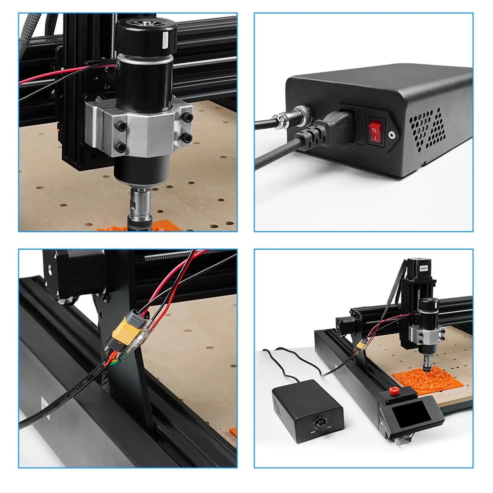 CNC Spindle Motor Kit 500W Brushless 12000RPM Air Cooled ER11 52mm Clamp Mount for DIY Engraving Drilling CNC Spindle Motor Kit