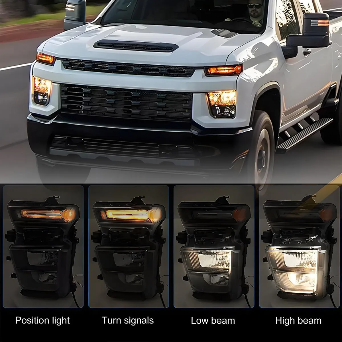 

For Chevrolet Silverado FRONT HEADLIGHT 2500HD 3500HD LT WT 2020 2021 2022 2023 Halogen Headlight Left Right Side Driving Lights