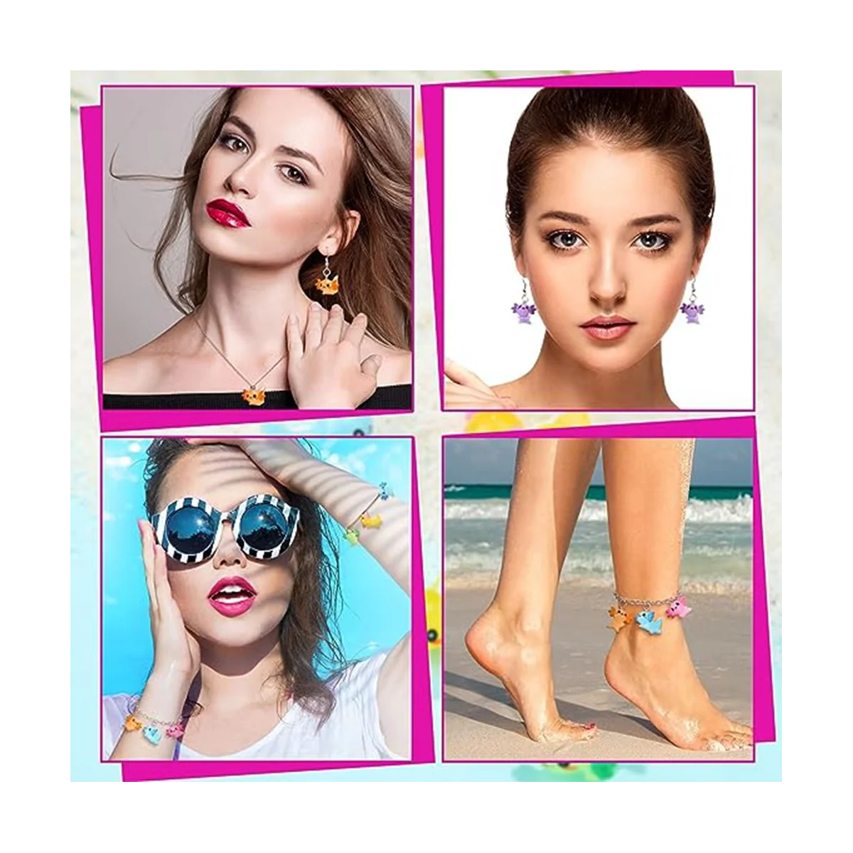 24 PCS ciondoli animali Axolotl ciondoli in resina per gioielli che fanno piccoli animali in resina figure in resina ornamento Axolotl in miniatura