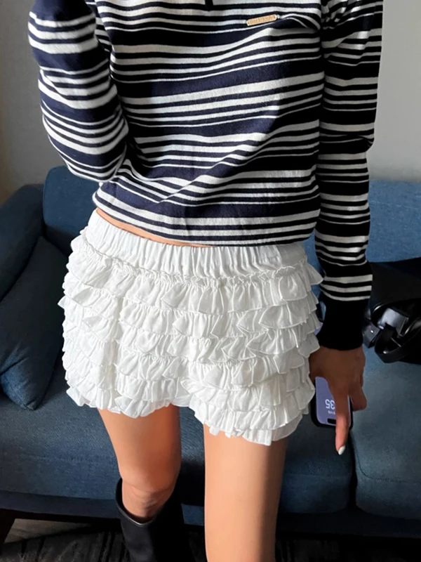Jolie jupe anti-âge pour femmes, style coréen, allonge les jambes, bourgeon de fleur gastronomique, jupe d'été taille haute, ligne a...
