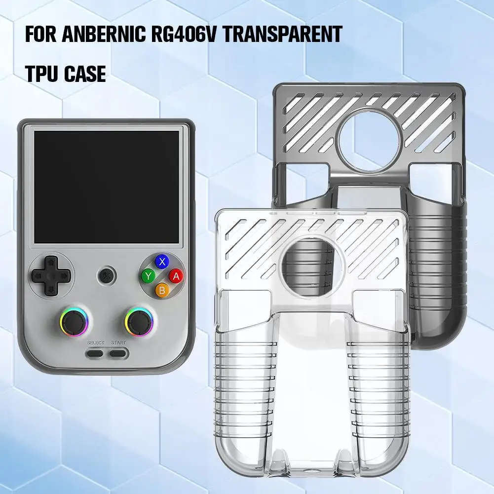 Capa tpu transparente para console de jogos portátil anbernic rg406v, capa protetora macia, anti-arranhões, à prova de choque