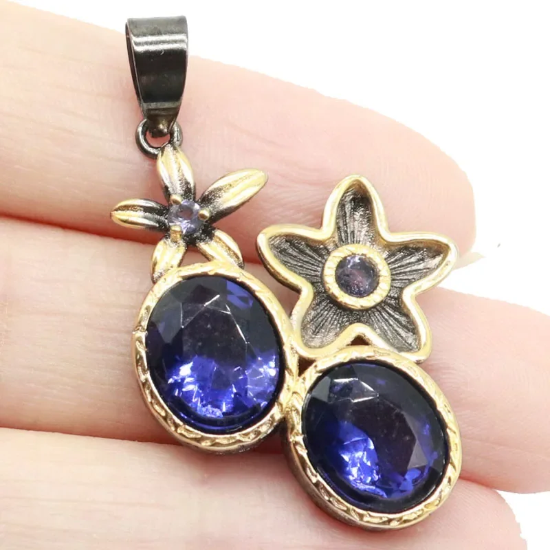 

Buy 3 Get 1 Free 41x25mm Bohemia Design Star Shape Iolite Purple Spinel Pink Morganite Kunzite Woman's Gift Black Gold Silver Pe