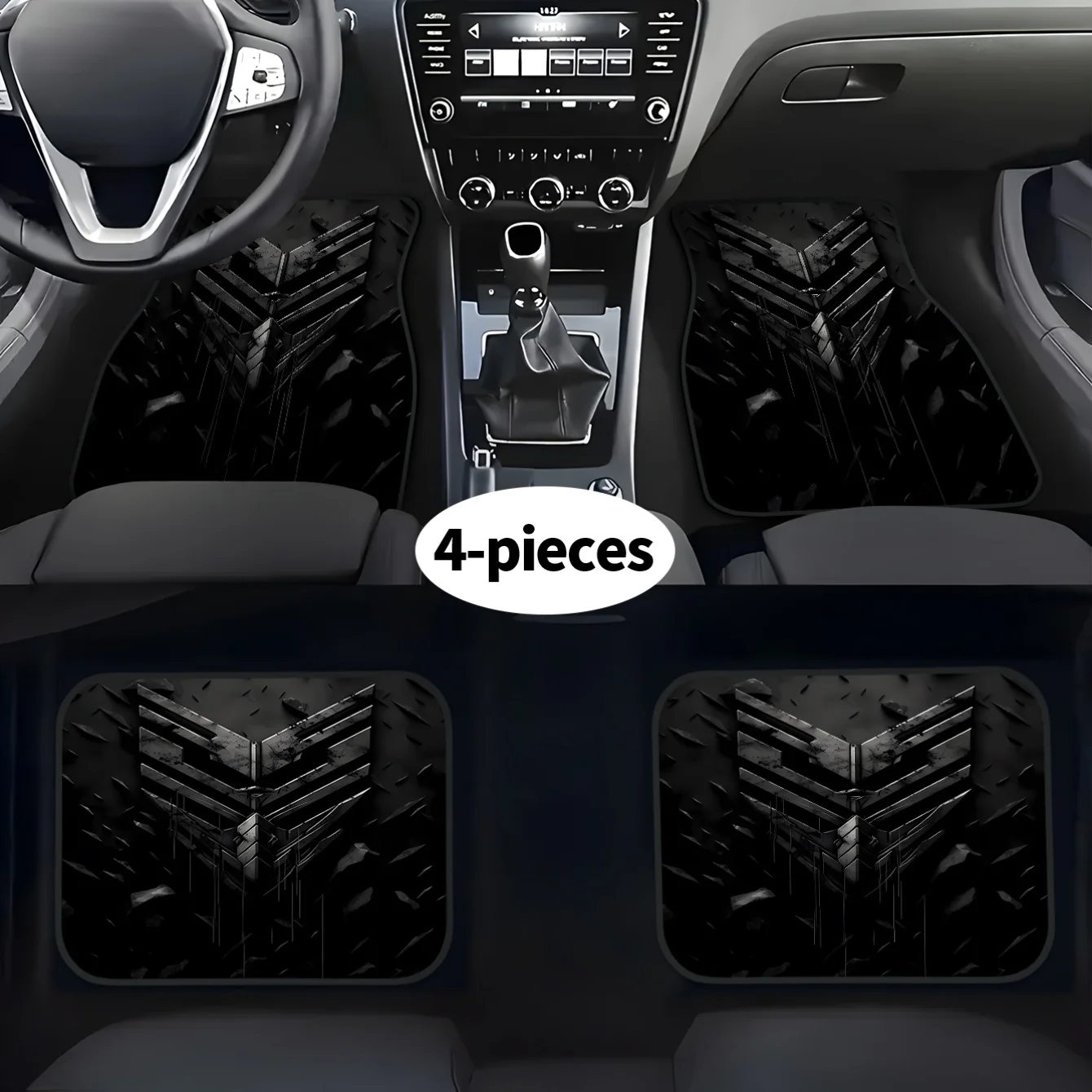 4pcs Transformer Logo Printed Car Floor Mats | Front And Rear Carpets, Washable Polyester Interior Accessories For Cars, SUVs, U
