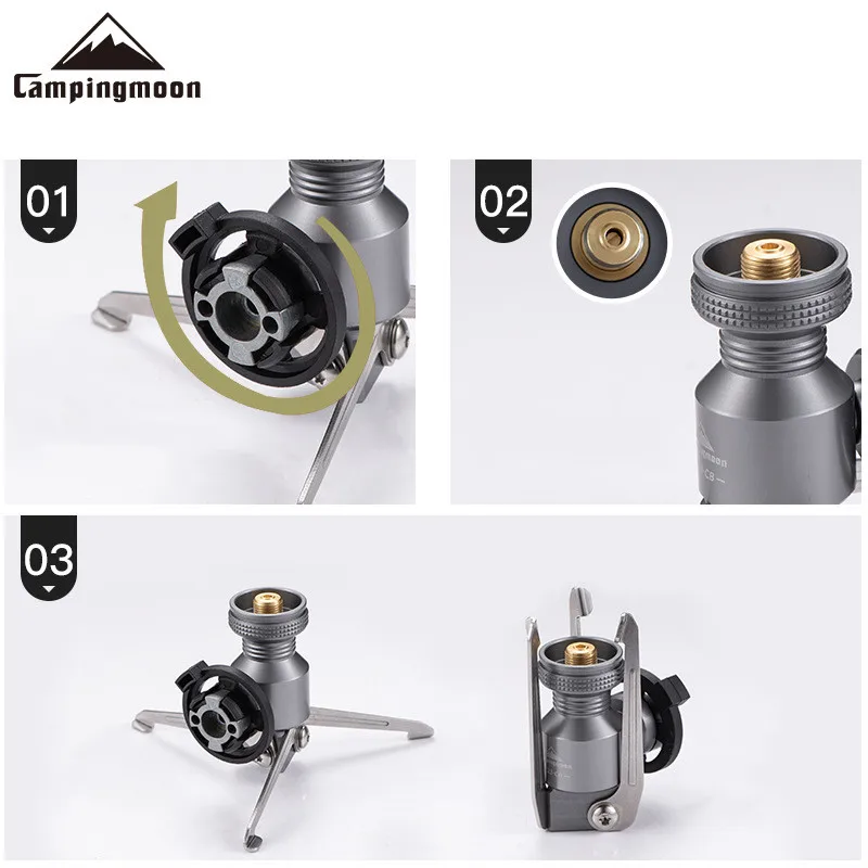 Outdoor Stoves Accessories Campingmoon Z23 Camping Stoves Three-legged Rotary Gas Split Extension Tube Rocket Stove Head Bracket