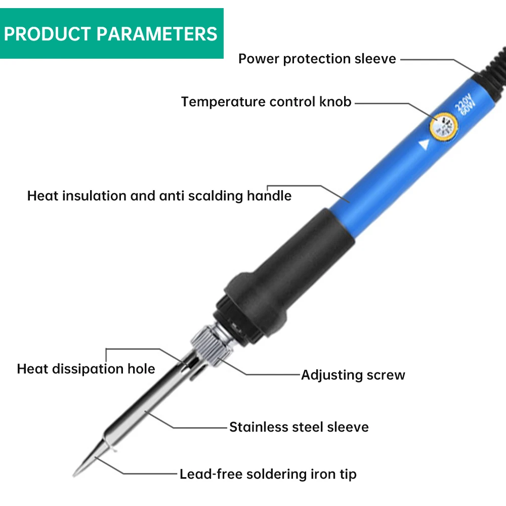 Ferro De Solda Eléctrico com Temperatura Ajustável, Estação De Retrabalho, Pontas De Lápis De Calor, Ferramentas De Reparação, 220V, 110V, 60W, Novo