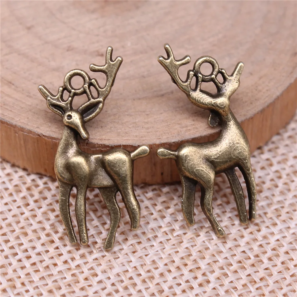 10pcs 26x14mm 2 Colors Antique Silver Color Antique Bronze Color Deer Charms Pendant DIY Jewelry Materials Bulk
