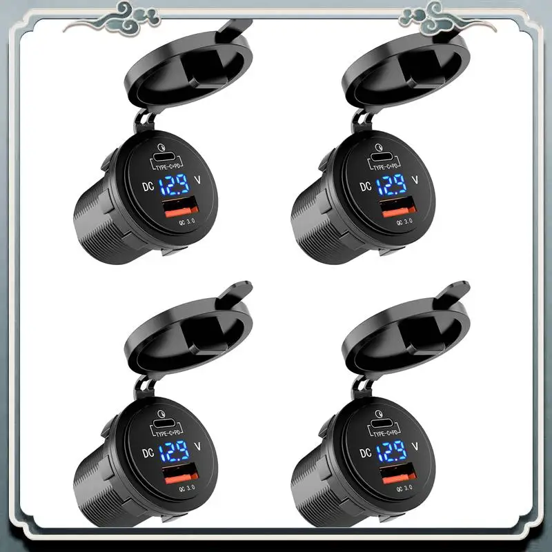 Premium 4X 18W Quick Charge 3.0 USB Car Charger 48W Type-C PD Fast Charge Socket Outlet Adapter For Car, Boat, RV, Motorcycle