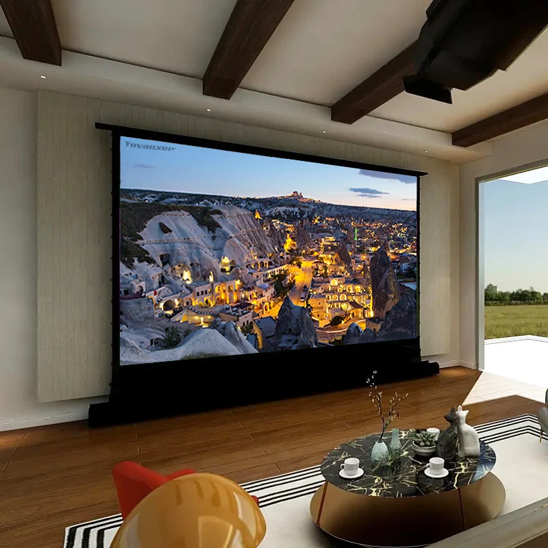 Моторизованный экран проектора CLR, 100 дюймов, 16:9 ALR, электрический отклоняющий окружающий свет для лазерного телевизора UST, проектор 4k