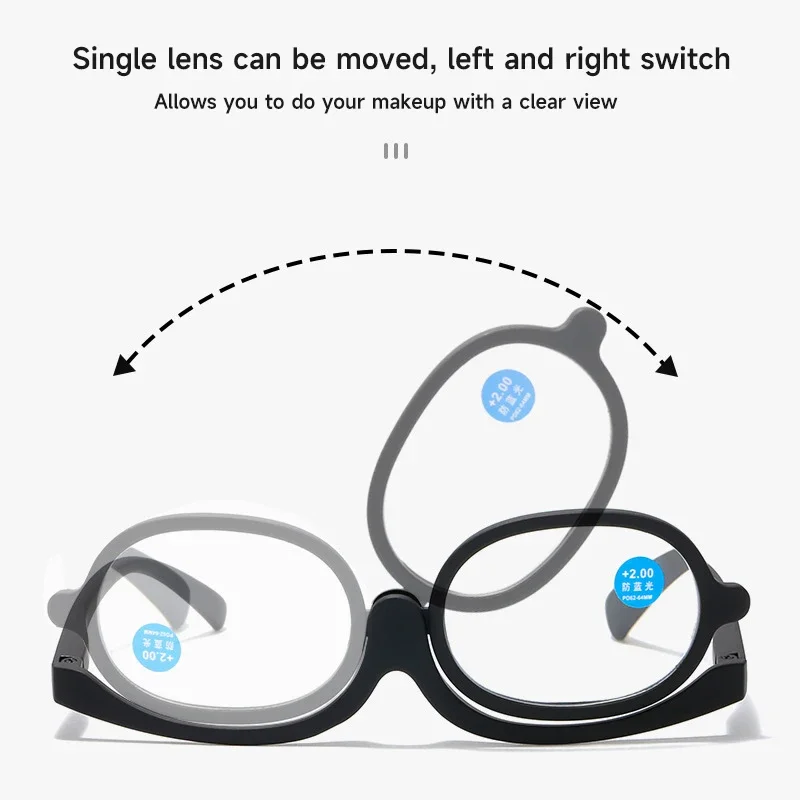 Women Glasses Rotating Makeup Reading Eyewear Anti Blue Light Make-up presbyopic Eyeglasses Diopter +1.0 +1.5 +2.0 To +4.0