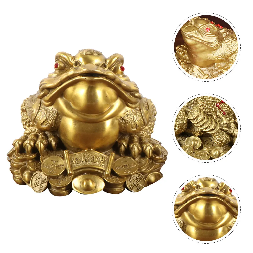 

Classic Copper 3-Legged Toad Statue Money Toad Sculpture Desktop Decoration Stable Copper Craft Office Home Ornament Wealth Frog
