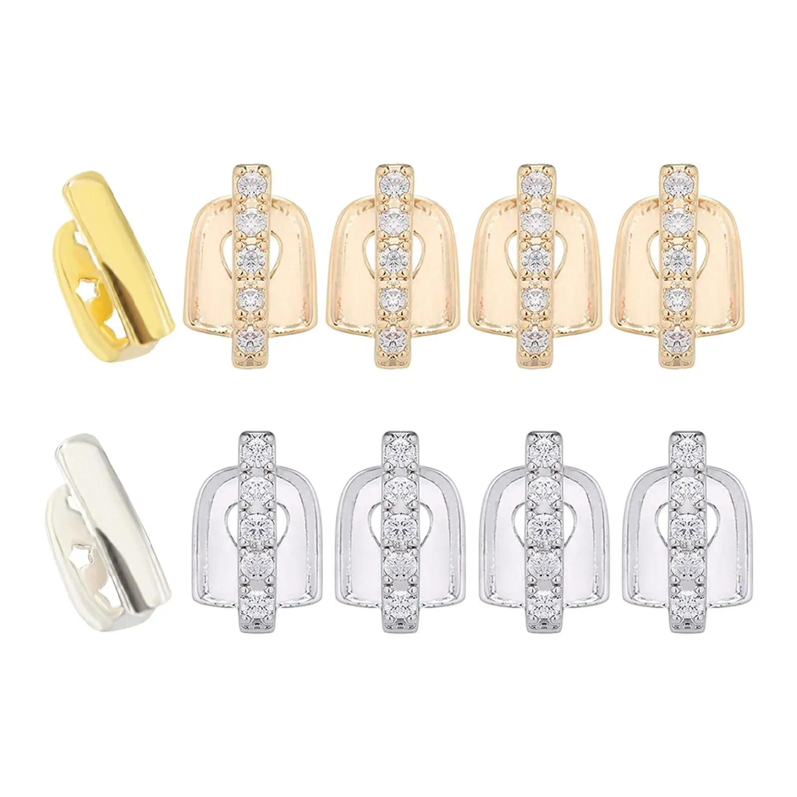 5x Tooth Cap Gap Grillz Compact Photography Prop Rapper Costume Mouth Grillz