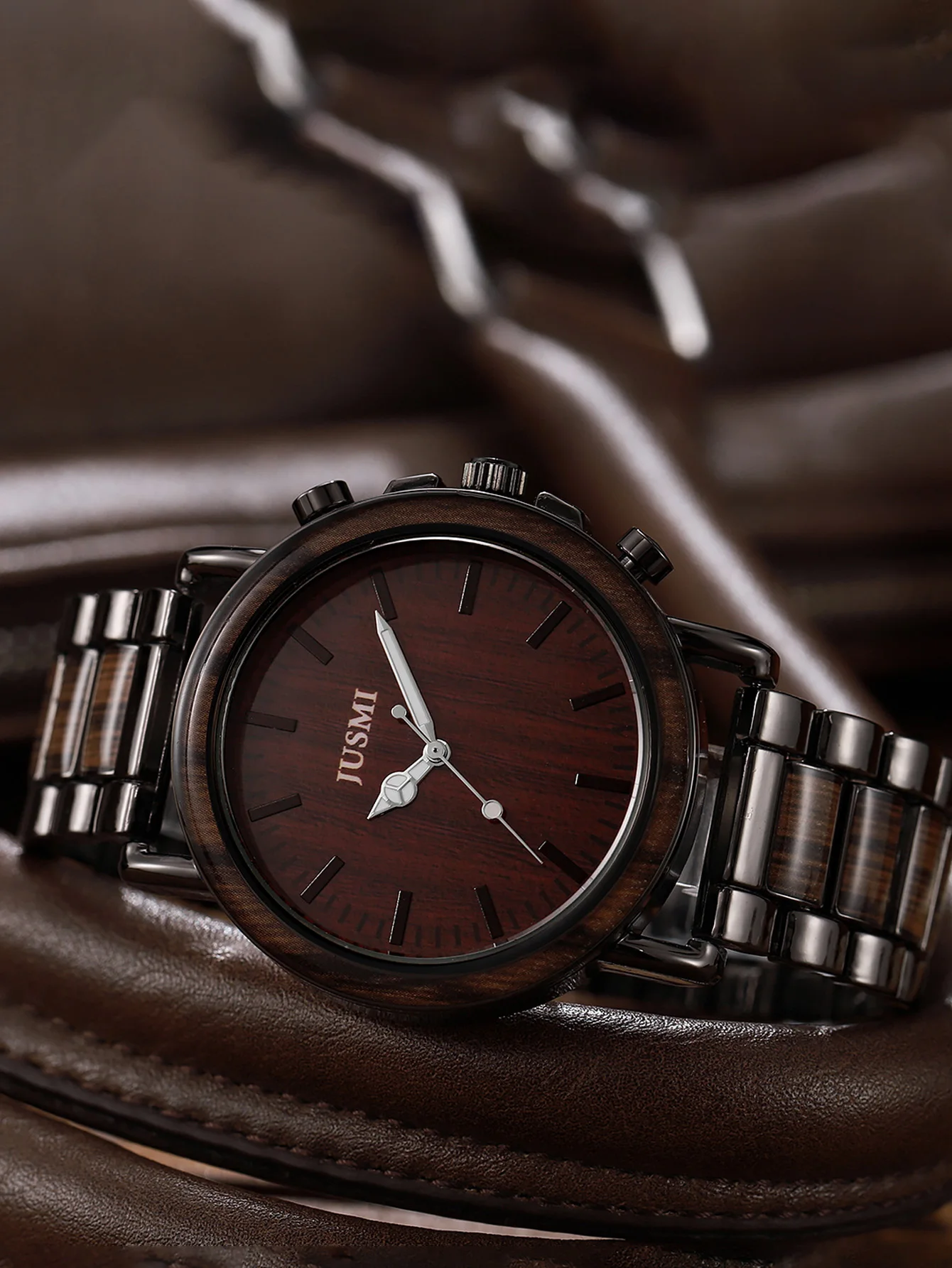 ساعة كوارتز رجالية مميزة من الخشب المتخصص لهدايا عيد الميلاد والهالوين #4