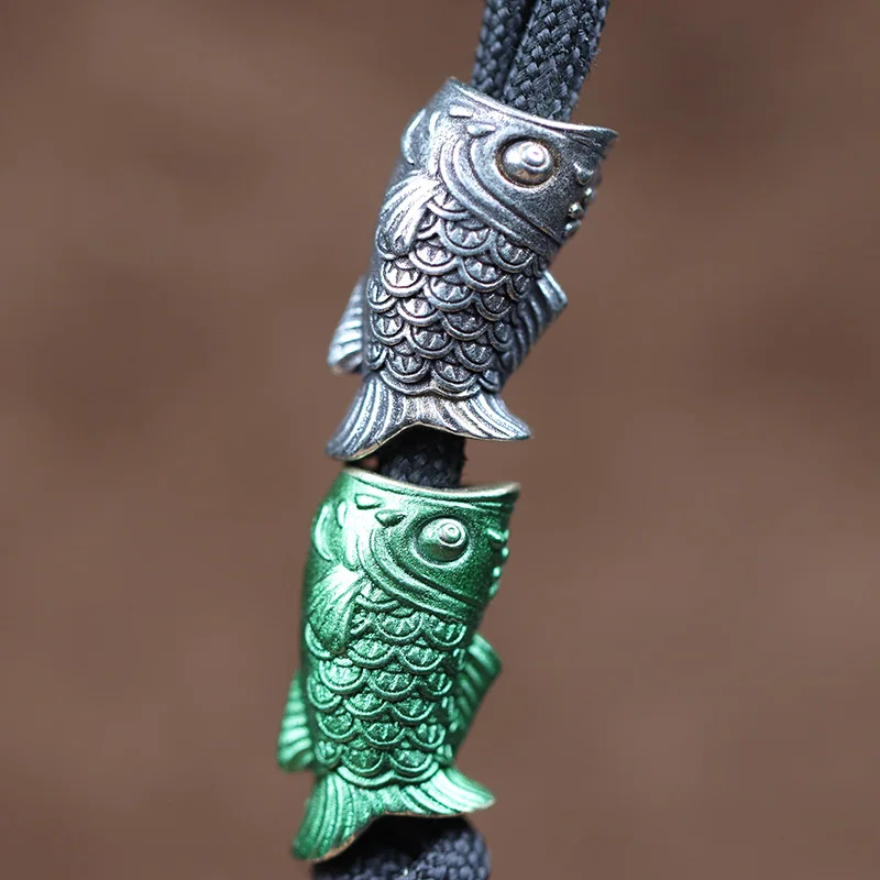 Koinobori Brass Knife Beads Carp Koi Fish EDC Outdoor DIY Paracord Woven Lanyard Pendants Umbrella Rope Bracelets Accessories view 2