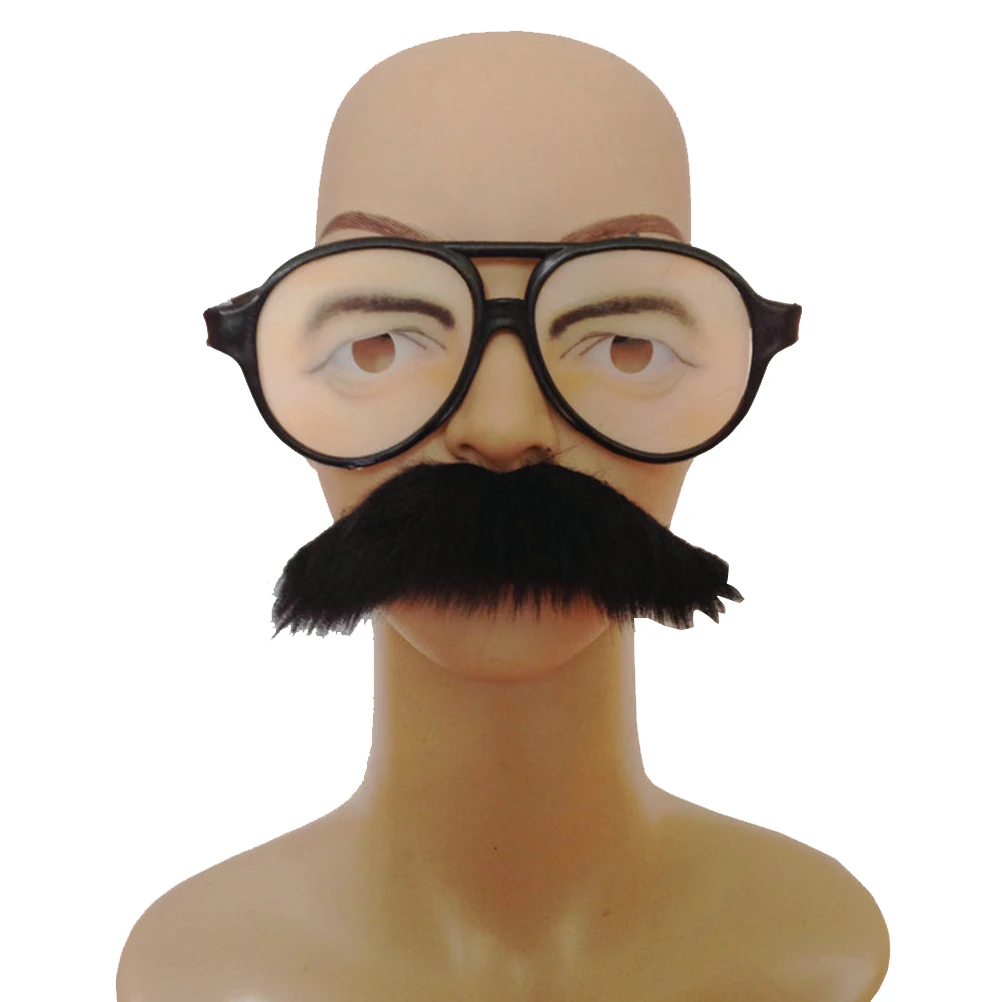 

Funny Glasses with Fake Mustache Self Adhesive Prank Props for Cosplay Halloween Party Performance Accessories