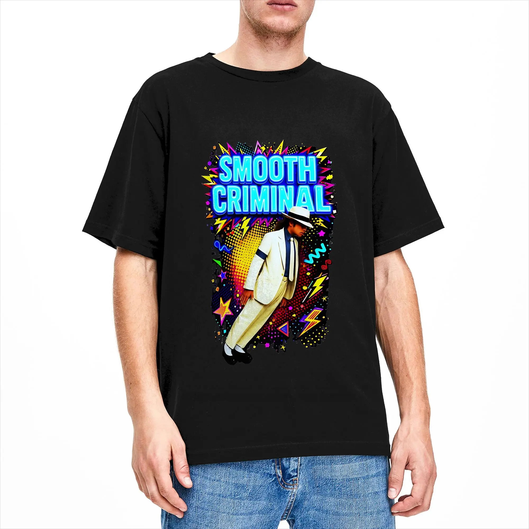 Mens T-Shirt M-Michael J-Jackson MJ Smooth Criminal Lean Pose T Shirts Harajuku  Beach Tee Shirt Vintage Cotton Tops Gift