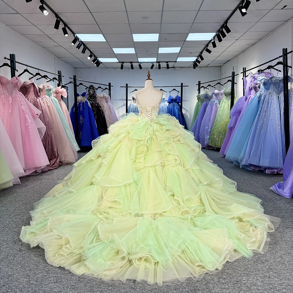 Yellow Quinceanera Dresses Ball Gown for Quinceanera Prom Party Evening Dress Customized Strapless Bridal Vestidos Noiva