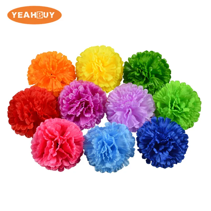 12pcs16color 9cm Artificial Simulation Fake Silk Carnation Flower Heads For Mother\'s Day DIY Hat Headware Garden Decorative