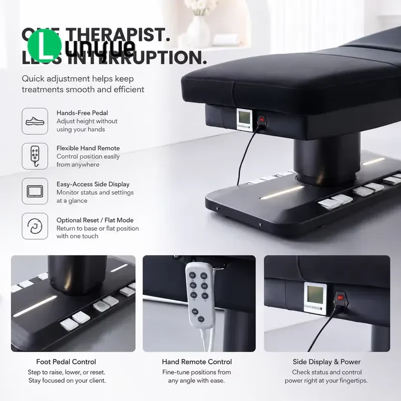 3 Motor Electric Massage Bed Height Adjustable Beauty Bed with Foot Switch for Spa Furniture Professional Treatment