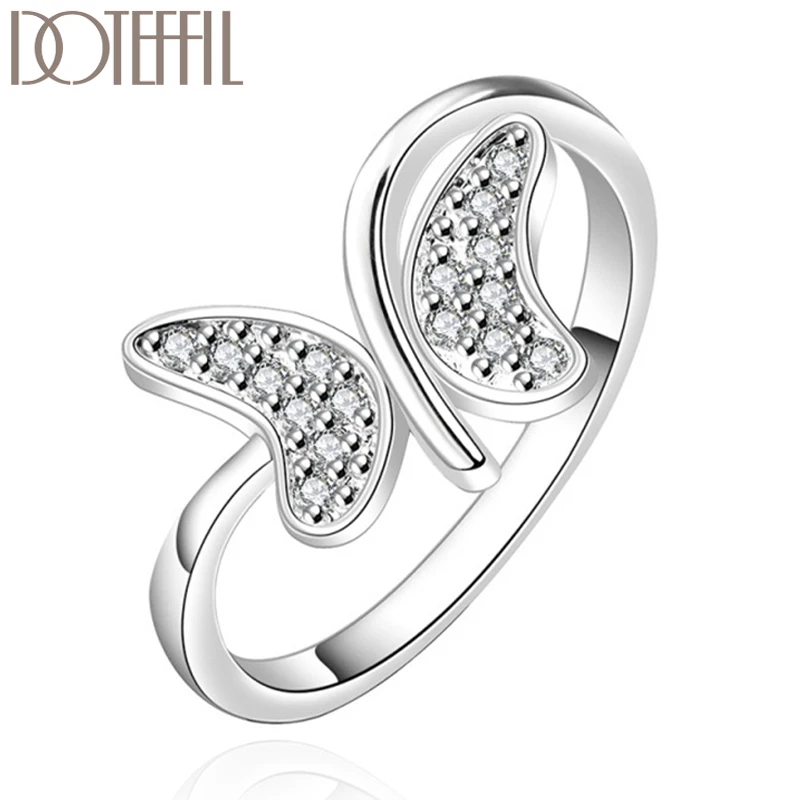 Schmetterling aaa Zirkon Ring Silber Farbe für Frau Hochzeit Verlobung Charme Party Schmuck