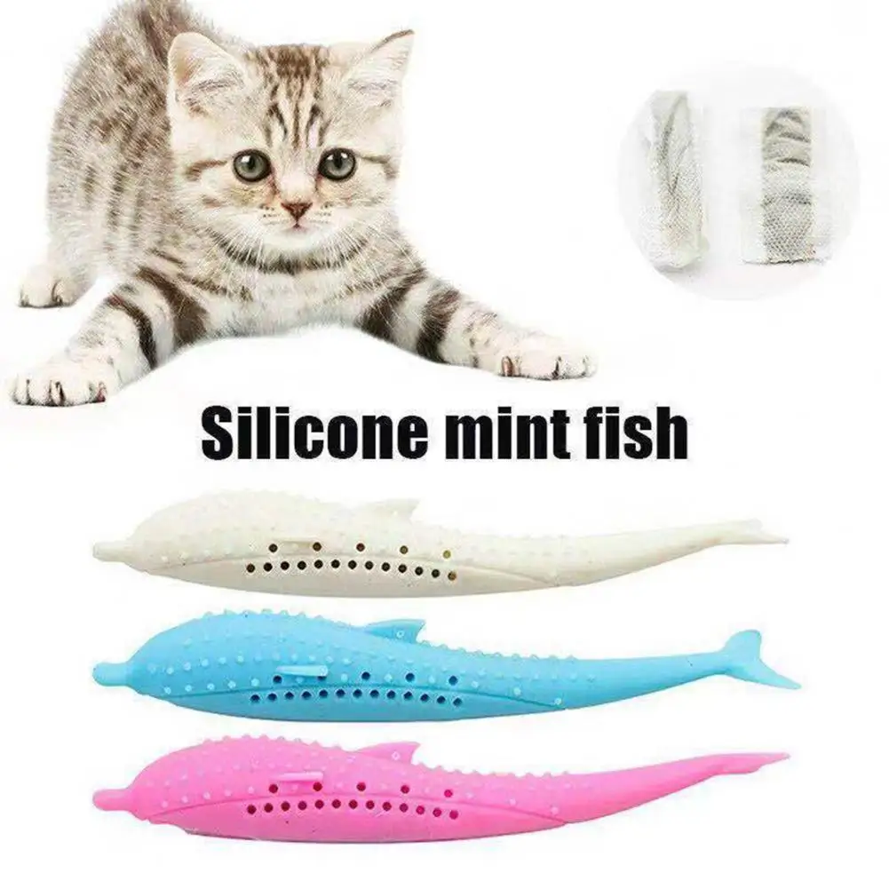 Interactive Silicone Fish Cat Toy Catnip Fillable Food-grade Teeth Cleaning Chew Stick For Cats Promotes Healthy Teeth Active