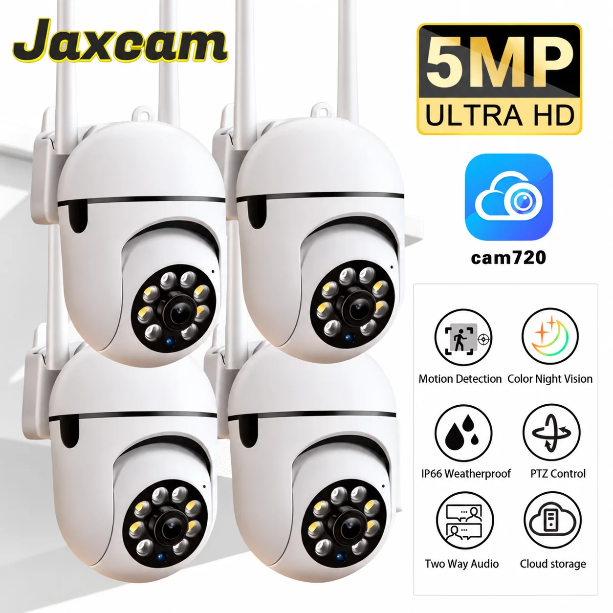 5MP PTZ WiFi IP Camera Outdoor Cam720 APP Wireless Home Security CCTV Color Night Vision, 2-Way Audio HD Surveillance Camera