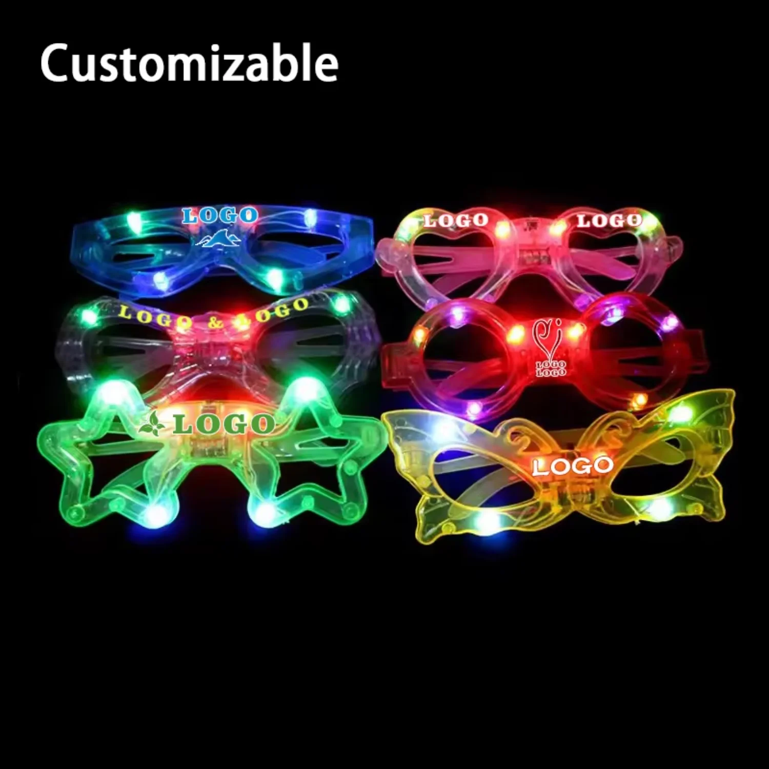 Luminous  Shape Led Glasses For Kids Birthday Halloween Christmas Parties Bar Party Neon Colorful Light Up Eyeglasses