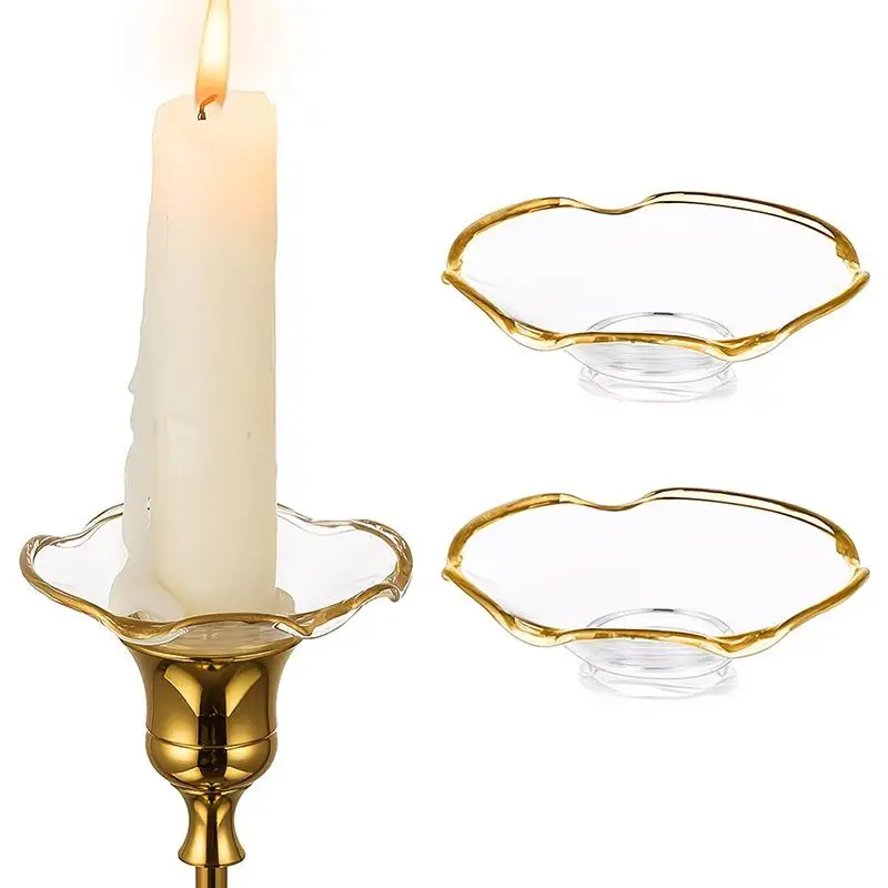 3 Pack Glass Candle Holders Set With Wax Catcher, Drip Guards& Anti-Tip Base- For Table Centerpieces, Weddings, Home Decor
