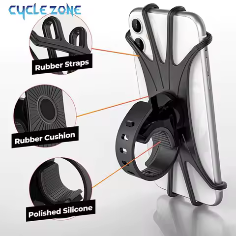 360 Rotatable Mobile Phone Holder Bicycle Motorcycle Anti-Slip Elastic Silicone Mobile Phone Stand Bracket Cycling Accessories
