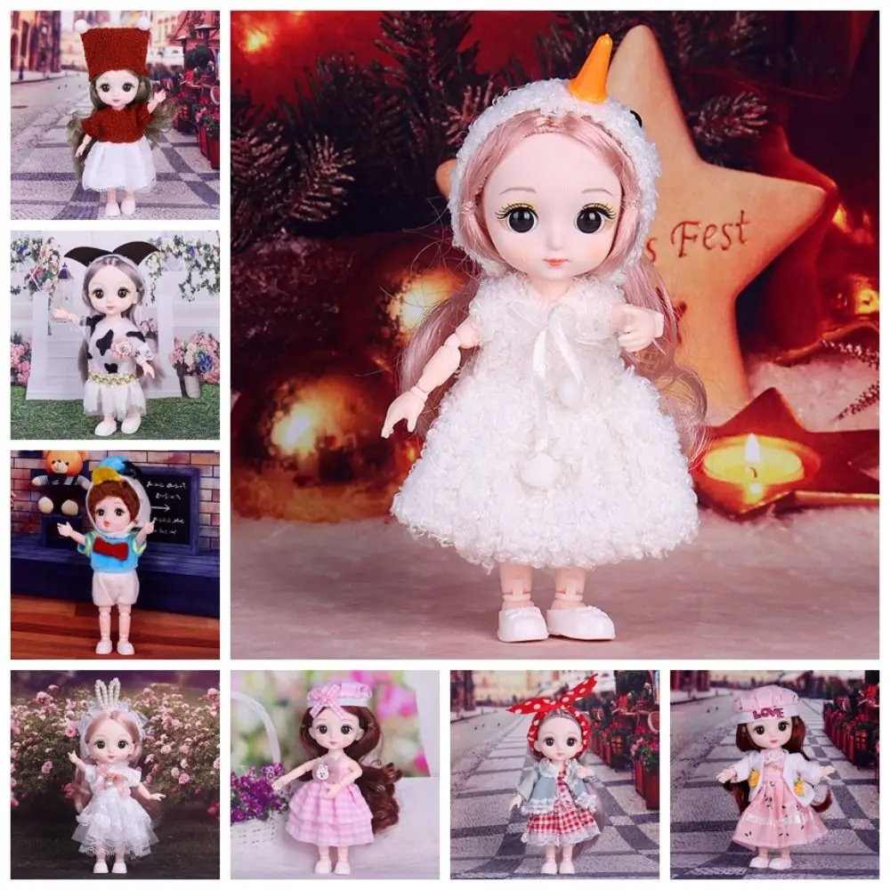 

1/12 BJD Cute BJD Doll with Clothes with Clothes Cute Face Mini Girl Doll with Clothes with Shoes Blue Eyes
