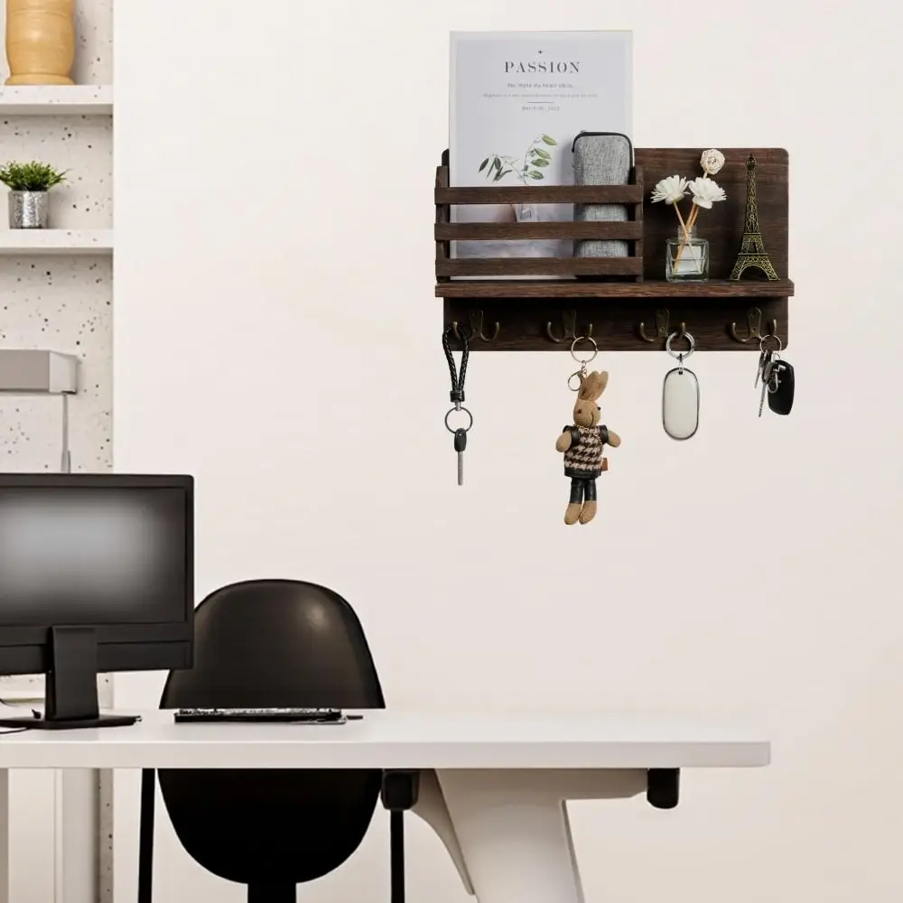 

Деревянный держатель для ключей для домашнего декора, прозрачная текстура, органайзер для почты в стиле ретро, утолщенный настенный держатель для домашнего хранения в прихожей