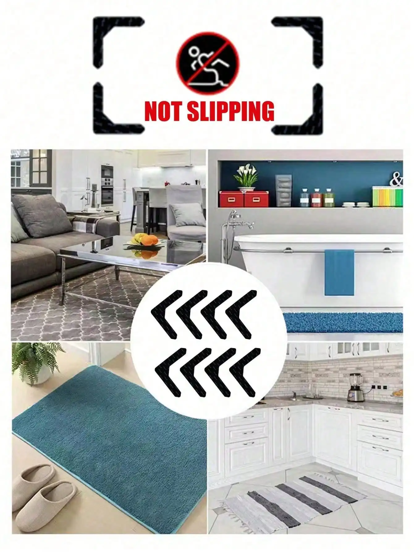 1 قطعة سجادة السجاد المضادة للانزلاق تثبيت الشريط ، بولي PU قابل للغسل بقايا خالية قابلة لإعادة الاستخدام شريط السجاد ، ملصق تثبيت قابل للغسل