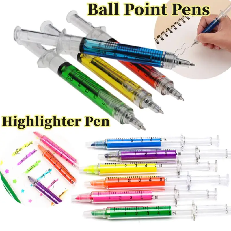 Bolígrafos con jeringa, marcador de tinta, aguja de simulación de sangre, enfermera, Hospital, médico, oficina, bolígrafo divertido, papelería sin tóxicos