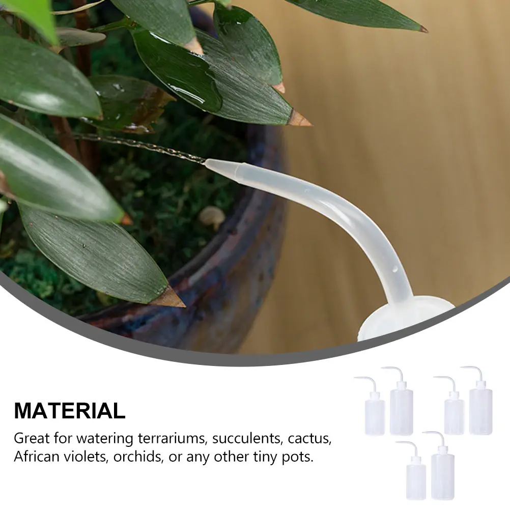 

6Pcs Watering Bottle Plastic Bent Nose Transparent Scale Mark Indoor Succulent Squeeze Container Gardening Tool for Terrariums